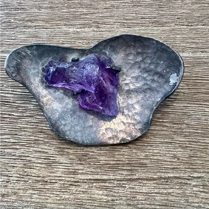 Handcrafted Sterling Silver & Raw Amethyst Statement Brooch